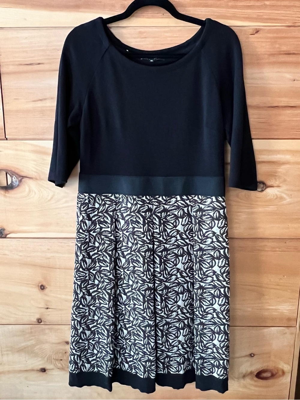 Jones NY Black & Gold Patterned Fit & Flare Midi Dress, Classy Day to Evening